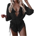 thumbnail image 1 of Womens Swimsuit with Coverup New Lace Up High Waist 3-Pieces Bikini Swimsuit Swimsuit Bodysuit Jumpsuit, 1 of 6