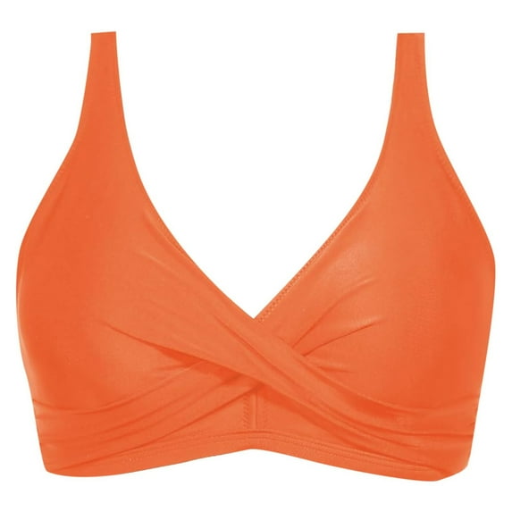 Womens Swimsuits Back Stainless Steel Hooks Tops Underwire Bikini Top Plus Size Tankini Swimwear Orange