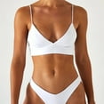 thumbnail image 1 of Womens Swimsuits YODETEY Women Swimsuits On Women Sexy Solid Push Up High Cut Lace Up Halter Bikini Set Two Piece Swimsuit White 8(L), 1 of 9