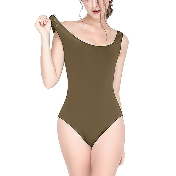 Womens Swimsuits Duoif Swimwear Suit Athletic for Solid Color and Brown Swimsuit Swim Suits for Women 2025 Brown XS