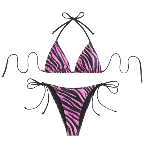 Womens Swimsuits Leopard Print Spaghetti Strap Separates Bikinis Pink Womens Bathing Suits S