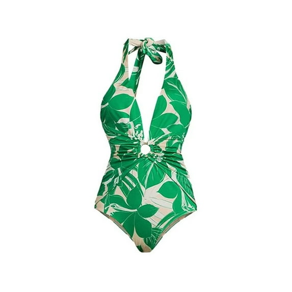 Womens Swimsuits One Piece Cover Up Vintage Print Monokini Bikini 2 Piece Tankini Set Seaside Trendy Lightweight Delicate Green Swimwear Sizes L