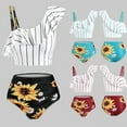 thumbnail image 1 of Womens Swimsuits One Shoulder Ruffles Striped Bikini Set 2 Piece Sunflower Plus Size Padded Push-Up Swimwear Black Athletic Bathing Suit M, 1 of 4