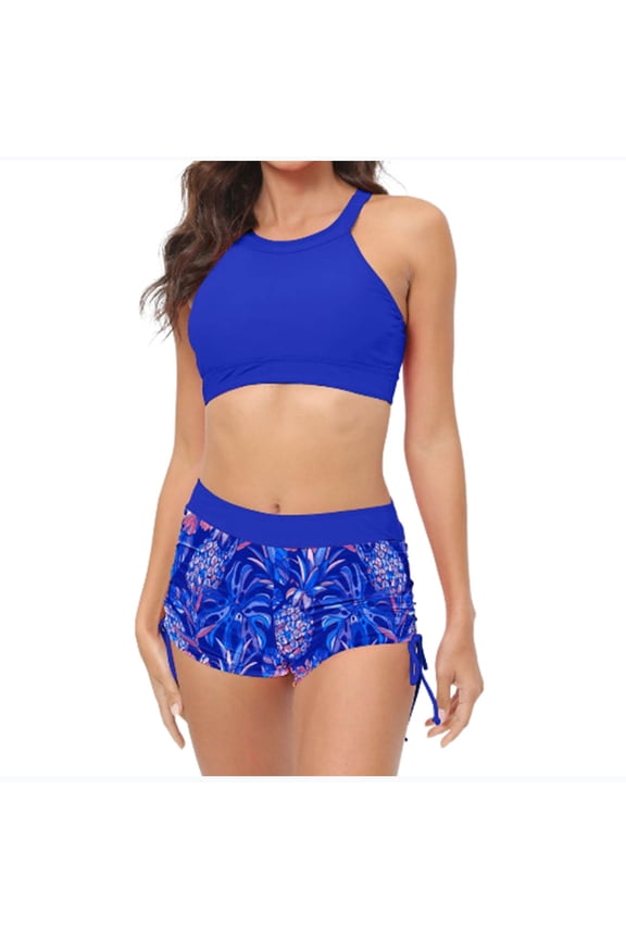 Womens Swimsuits Pimelu Bathing Suit for Women Bikini Set Two Piece Bathing Suits for Women Summer Beach Pool Party Swimwear Fashion Floral Print Ladies Girls High Waist Swimsuit