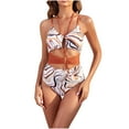 thumbnail image 1 of Womens Swimsuits Pimelu Bathing Suit for Women One Piece Swimsuit High Waist Bathing Suit for Women Fashion Marbled Print Cut out Strap Bikini Summer Beach Halter Monokini Swimwear, 1 of 4