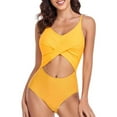 thumbnail image 1 of Womens Swimsuits Pimelu Bathing Suit for Women One Piece Swimsuit High Waist Bathing Suits Women Summer Beach Strap Cut out Monokini Swimwear Ladies Girls Fashion Color Block Bikini, 1 of 7