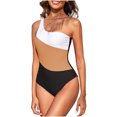 thumbnail image 1 of Womens Swimsuits Pimelu Bathing Suit for Women One Piece Swimsuit Womens One Piece Bathing Suit Fashion Color Block One Shoulder Athletic Swimwear Girls Ladies High Waist Tankini Beachwear, 1 of 4