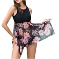 thumbnail image 1 of Womens Swimsuits Pimelu Bathing Suit for Women Swimdrss Plus Size Swimsuit for Women Fashion Floral Irregular Hem High Waist Swimwear Ladies Girls Beach Tankini Swim Dress, 1 of 7