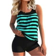 thumbnail image 1 of Womens Swimsuits Pimelu Bathing Suit for Women Tankini Bathing Suit Tankini Swimsuit for Women Fashion Striped Print Two Piece Swimwear Ladies Girls Summer Modest Beachwear with Boyshorts, 1 of 6