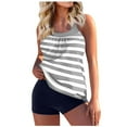 thumbnail image 1 of Womens Swimsuits Pimelu Bathing Suit for Women Tankini Bathing Suit Tankini Swimsuit for Women Fashion Striped Print Two Piece Swimwear Ladies Girls Summer Modest Beachwear with Boyshorts, 1 of 5