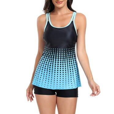 Womens Swimsuits Pimelu Bathing Suit for Women Tankini Two Piece Bathing Suit Womens Fashion Dot Print Strap High Waist Tankini Swimwear Summer Beach Modest Swimsuit with Boyshorts