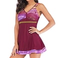 thumbnail image 1 of Womens Swimsuits Plus Size Conservative Geometric Print One Piece,Red,5XL, 1 of 4
