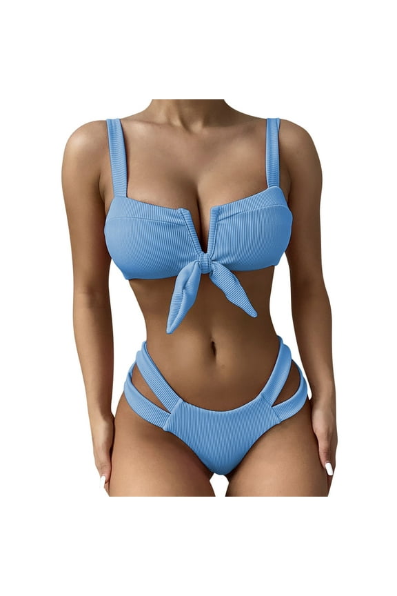 Womens Swimsuits Push-Up Padded Bow Swimwear Beachwear Bikini Sets For Women Bathing Suit