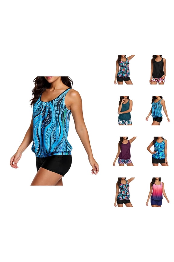 Womens Swimsuits Ruffle Detail Tankini Set Bikini Top and High Waist Bottom Two Piece Bathing Suit for Summer Beach and Pool Activities