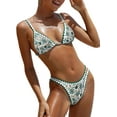 thumbnail image 1 of Womens Swimsuits Sexy Thong Micro Bikini Ditsy Floral Two Piece Sets Bathing Suit Color Block Bandeau Swim Top, 1 of 9
