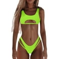 thumbnail image 1 of Womens Swimsuits Solid Color Elastic Bandage Sexy Hollow Out Brazilian Tow Piece Brazilian Bikini Sets For Women Swimwears Beachwear,Gold,XL, 1 of 7