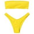 thumbnail image 1 of Womens Swimsuits Solid Color Elastic Strapless Brassiere With Thongs Tow Piece Brazilian Bikini Sets For Women Swimwears Beachwear,Yellow,L, 1 of 6