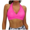 thumbnail image 1 of Womens Swimsuits Solid Color Halter Neck Bikini Top Push Up Summer Beach Fashion Swimsuit Top PK1 XL, 1 of 5