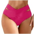 thumbnail image 1 of Womens Swimsuits Solid Color Tummy Control Comfortable Summer Beach Daily Swimwear Bottom Hot Pink XXL, 1 of 5