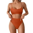 thumbnail image 1 of Womens Swimsuits Solid Color Spaghetti Strap Padded Bra And High Waisted Panty Set Two Piece Tankini Swimsuits For Women Swimwears Sportwear,Orange,XL, 1 of 5
