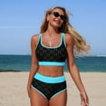 thumbnail image 1 of Womens Swimsuits Tankini Sets 2 Piece Built in Bras Bathing Suits Trendy Color Block Sleeveless Tank Tops High Waisted Shorts Hot Spring Swimsuit, 1 of 7