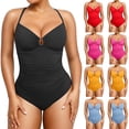 thumbnail image 1 of Womens Swimsuits Tummy Control Bathing Suit Slimming One Piece U-Ring Shapewear Swimwear with Ruched Waist Blue L, 1 of 4