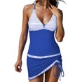 thumbnail image 1 of KDFJPTH Womens Swimsuits Tummy Control Tankini Block Two Pieces Suits Bathing With Skirt Color Tankinis Set Swimwear, 1 of 2