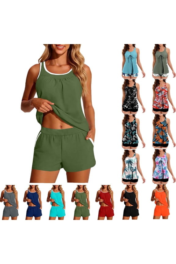 Womens Swimsuits Two Piece Swimsuits Tummy Control Swimwear Tankini Beachwear Swimdress