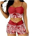 thumbnail image 1 of Womens Swimsuits Vintage Crop Top with Drawstring Boyshort Tummy Control Bathing Suits Modest Swimwear, 1 of 7