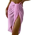 thumbnail image 1 of Womens Swimwear Chiffon Cover Up Solid Color Beach Sarong Swimsuit Wrap Skirt Bathing Bikini Resort Wear Sarong Coverups for Women 2025 Trendy Wrap Knot Waist Skirt Cover Up Skirt Beach Wrap Bikini S, 1 of 9