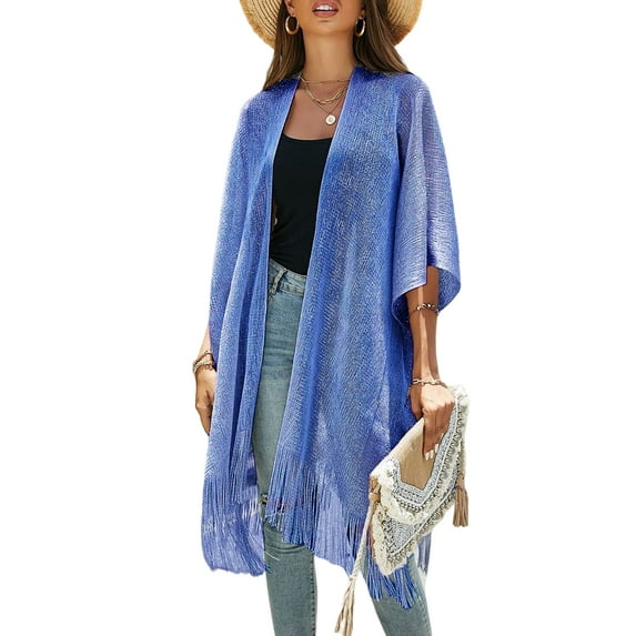 Womens-Swimwear Cover-ups Open Front Beach-Bikini Swimsuit Kimono Cardigan Cover Up Long Flowy-Beachwear