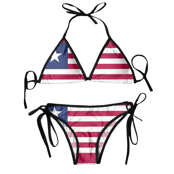 Womens Swimwear Two Piece Vacation Outfits Bikinis Sets Liberia Flag