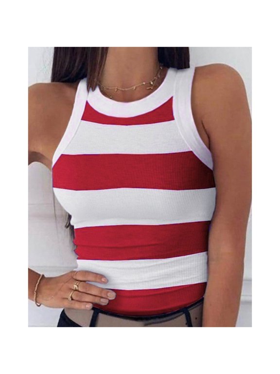 Womens Swing Vest Sleeveless Top Ladies Strappy Flared Plus Size Tops Shirt Red S