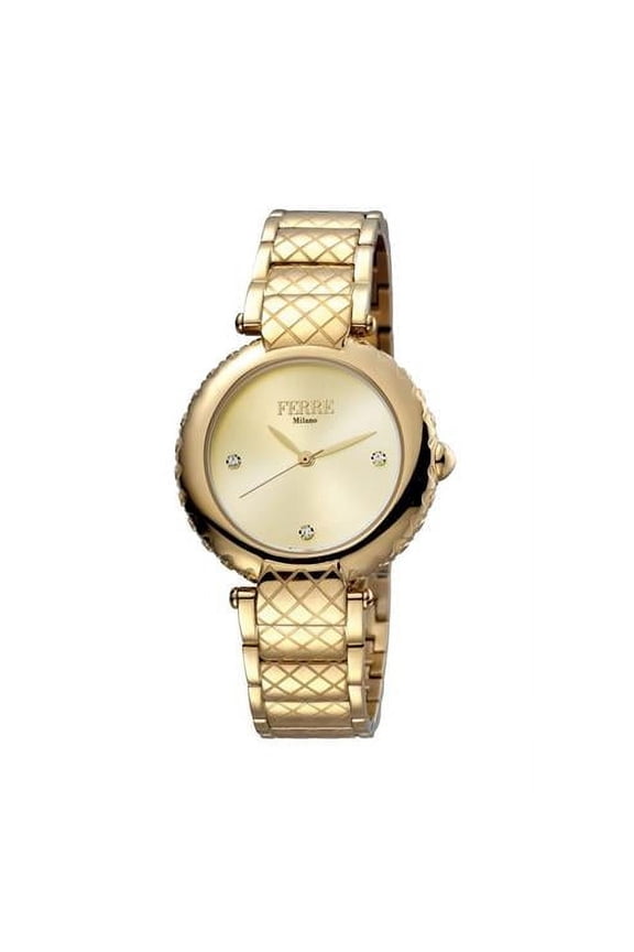 Womens Swiss Made Quartz Gold Bracelet Watch with Gold Dial