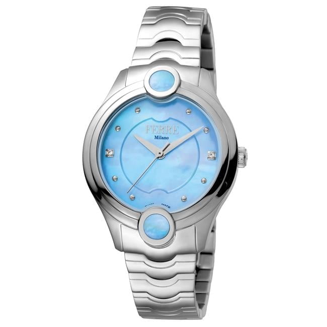 Women\'s Silver Blue Stainless Steel Bracelet Stylish 3H Quartz Dress Wrist Watch Ellen Tracy Women main image 4