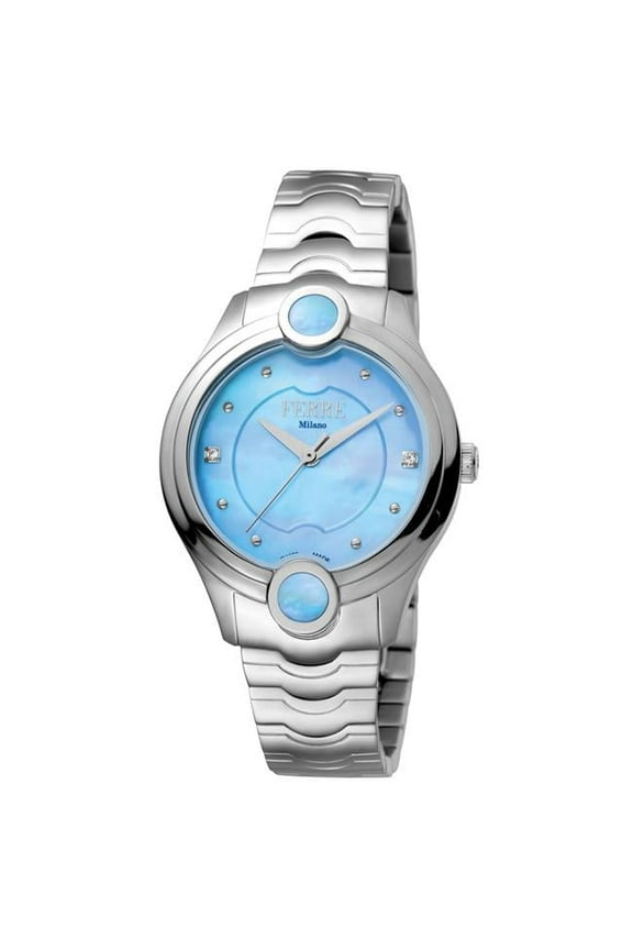 Womens Swiss Made Quartz Silver Bracelet Watch with Blue Dial