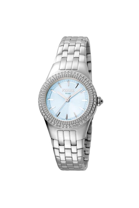 Womens Swiss Made Quartz Silver Bracelet Watch with Gold Dial