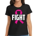 thumbnail image 1 of Womens T Shirt Battle Breast Cancer Awareness Fight Pink Ribbon Shirts Black 2XL, 1 of 5