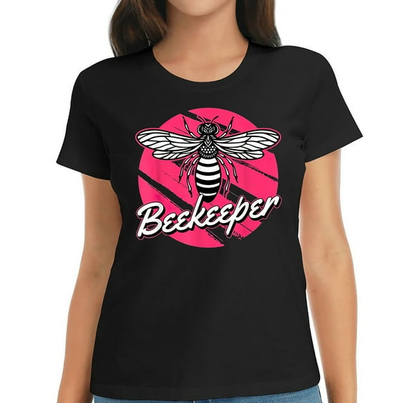 Womens T Shirt Beekeeper Breast Cancer Awareness Beekeeping Bee Warrior Shirts Black 2XL