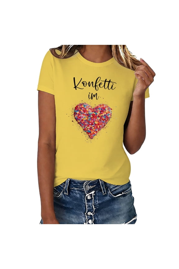 Womens T Shirt Casual Carnival Striped Festival Graphic Comfort Breathable Womens Undershirts,Yellow,2XL