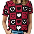 thumbnail image 1 of Womens T-Shirt Classic Check Print O Neck T-Shirts Short Sleeve Black And White Funny Pattern Tops Clothing Big Size 6X, 1 of 7
