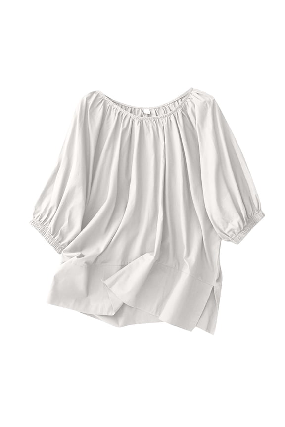 Womens T Shirt Classic Loose Solid Color Sleeved Business Casual Clothing for Women,White,2XL