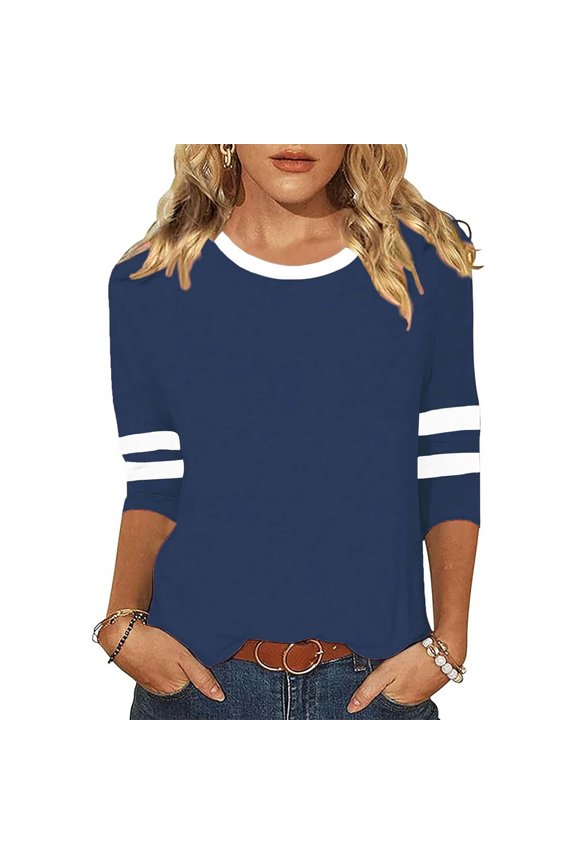Womens T Shirt Crew NeckShort Sleeve Basic Tees Navy Summer Shirts Vacation Outfits