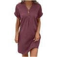 thumbnail image 1 of Womens T Shirt Dresses Summer Casual V Neck Short Sleeve Flowy Tshirt Dress Casual Loose Sundress, 1 of 5