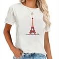 thumbnail image 1 of Womens T Shirt Eiffel Towerin Cute Women's Casual Tee with Graphics - Perfect Christmas Gift White, 1 of 5