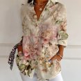 thumbnail image 1 of Womens T Shirt Elegant Comfort Printed Button Front Floral Pattern Beach Essentials for Women,Pink,L, 1 of 5