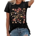thumbnail image 1 of Womens T Shirt Flower Cute Fashion Printed Short Sleeve Dressy Casual Clothes Black XL, 1 of 5