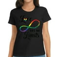 thumbnail image 1 of Womens T Shirt Gay Pride Love Has No Limits Saying / Infinity LGBTQ Flag Raglan Baseball Tee Black 2X-Large, 1 of 5