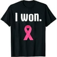 thumbnail image 1 of Womens T Shirt I Won Pink Ribbon Breast Cancer Awareness Shirts Black 2XL, 1 of 5