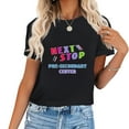 thumbnail image 1 of Womens T Shirt NEXT STOP PRE-SECONDARY CENTER Graduation Season Vintage Graphics Tee for Her: Perfect Birthday or Christmas Gift Idea Black, 1 of 5